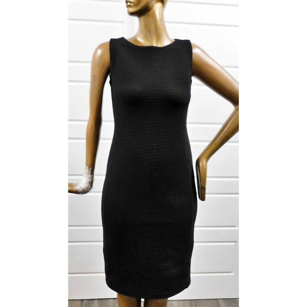 Armani Collezioni Italy Black‎ Ribbed Stretchy Bodycom Dress sz 8